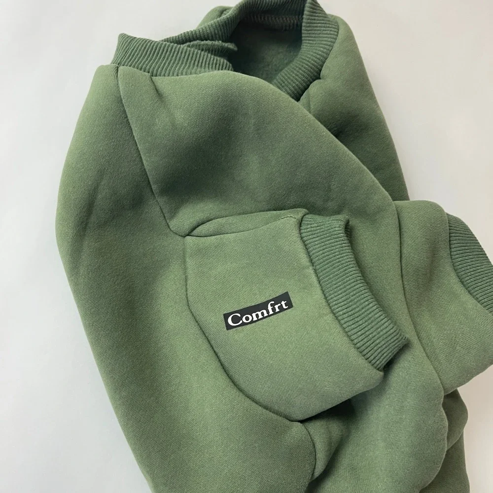 Comfrt Dog Hoodie Medium Green Fleece Pet Sweatshirt Good Days Ahead